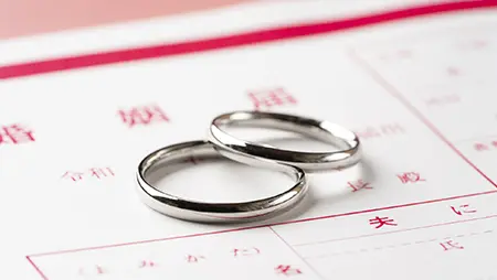 写真：婚姻届と結婚指輪